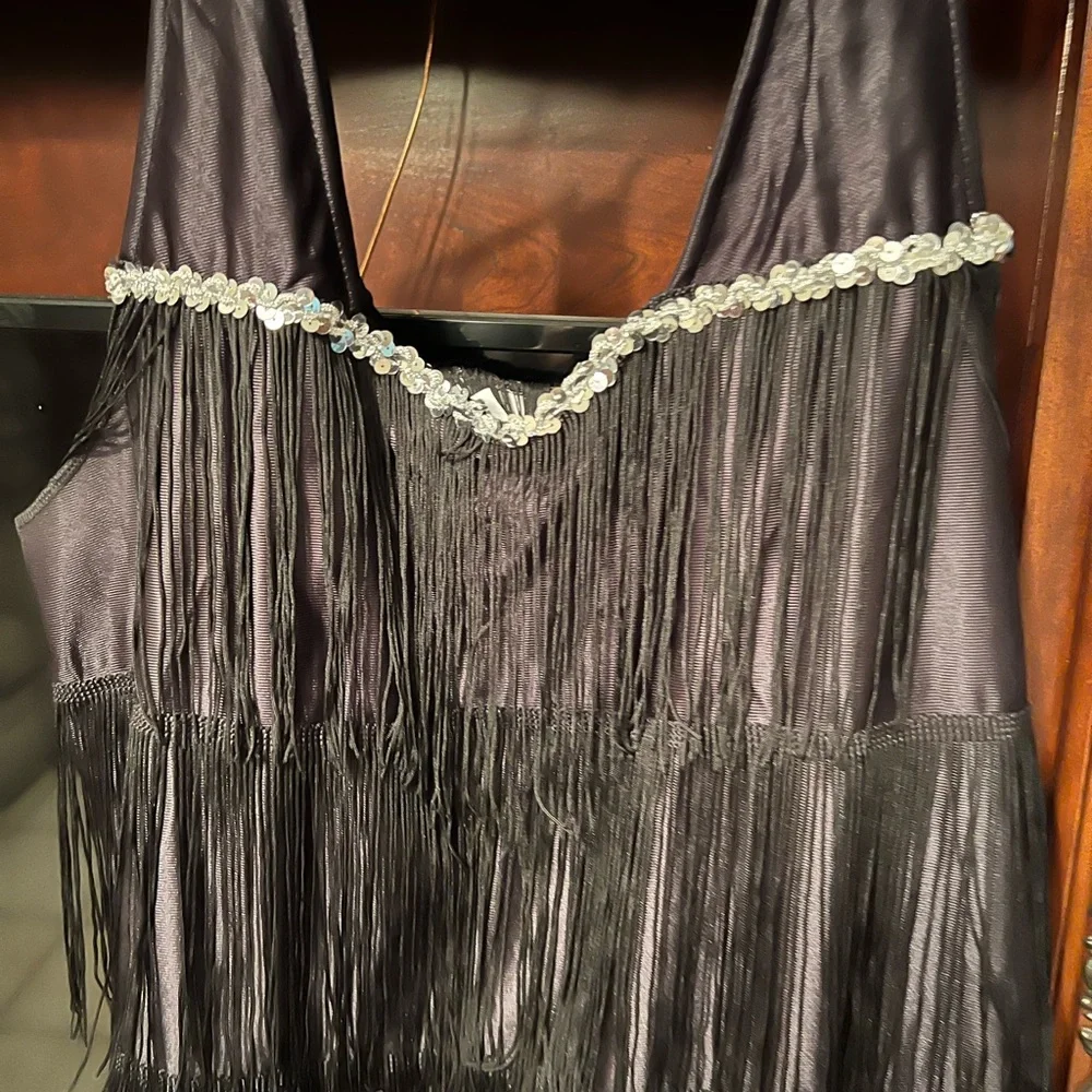 Spirit Black Flapper Dress with Red Feather Boa - Picture 6 of 7